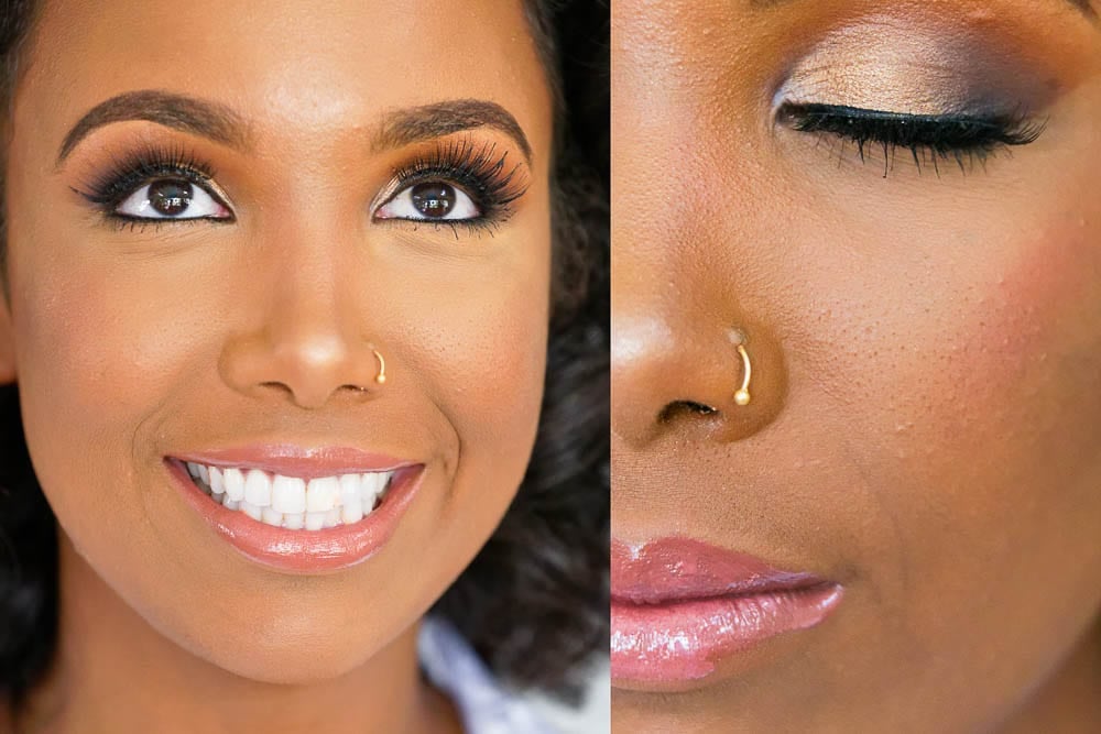 close up portrait of brides make up