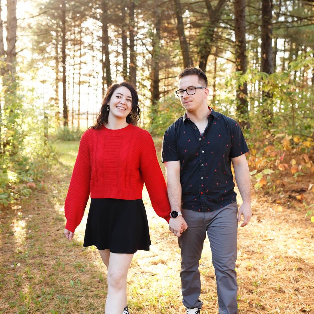 Couple dressed in red and black