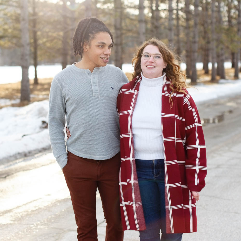couple outfit with flanel pattern
