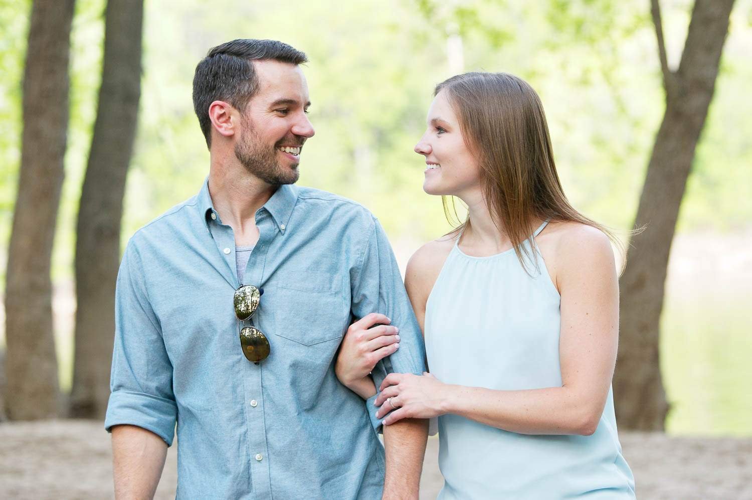 couple gazing each other in open space