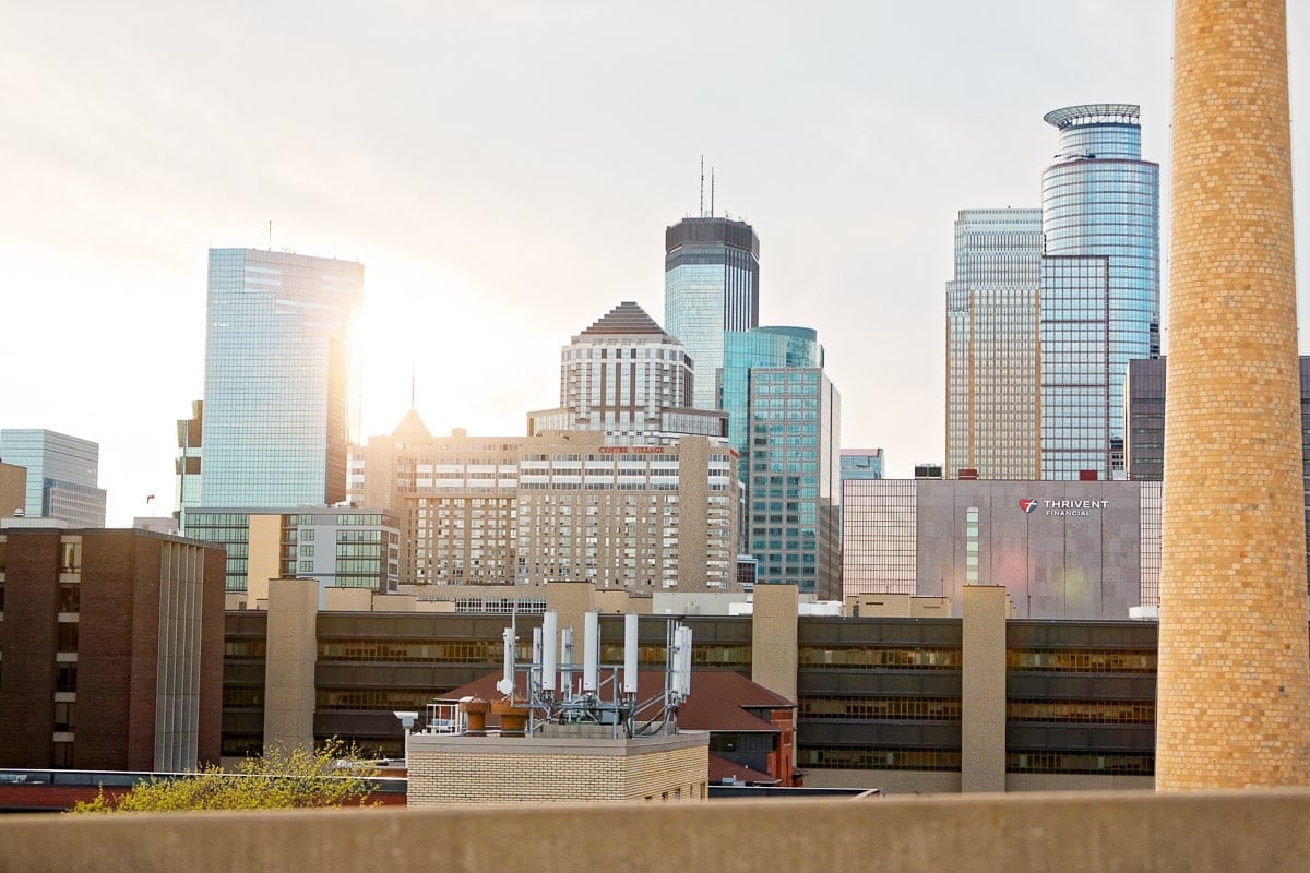 view from a rooftop on minneapolis skyline