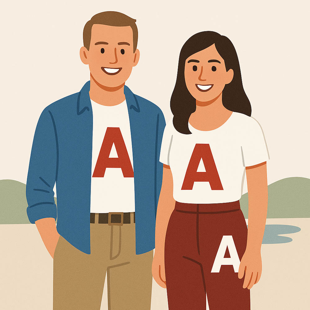 couple dresed with logo