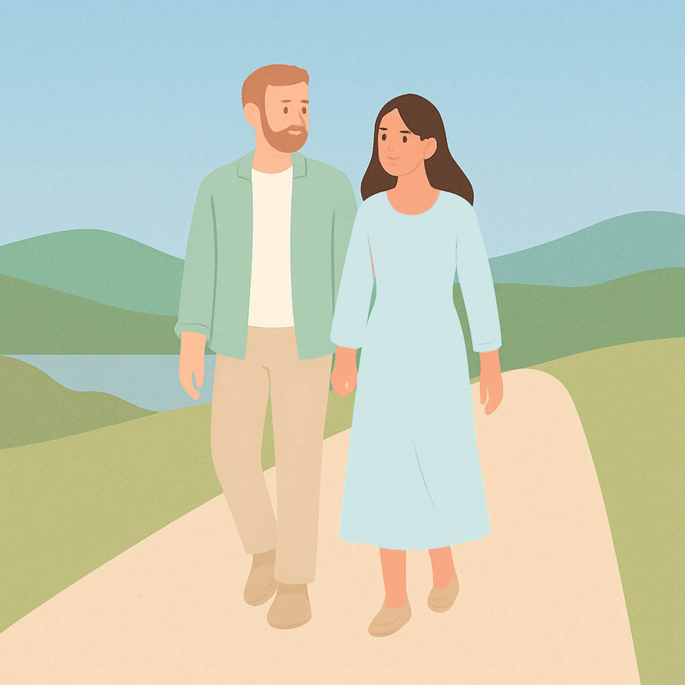 couple dressed in pastel tones colors 