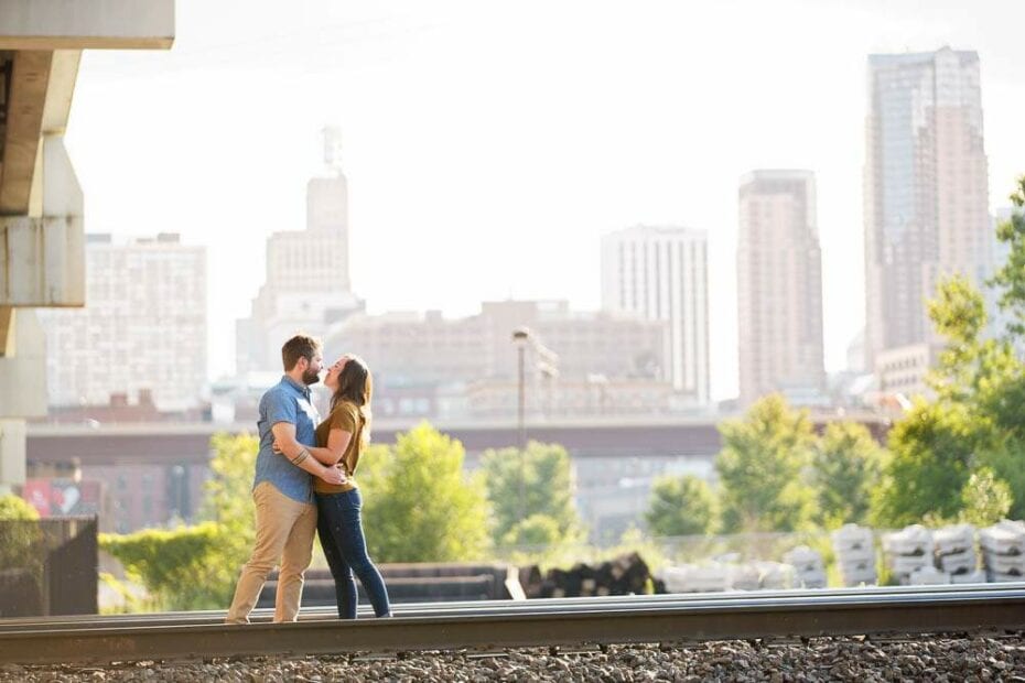 engagement session at urban aera bruce vento nature sanctuary and historic buildings