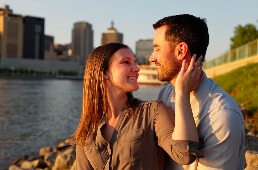 minnesota engagement at Saint Paul lovers staring each other