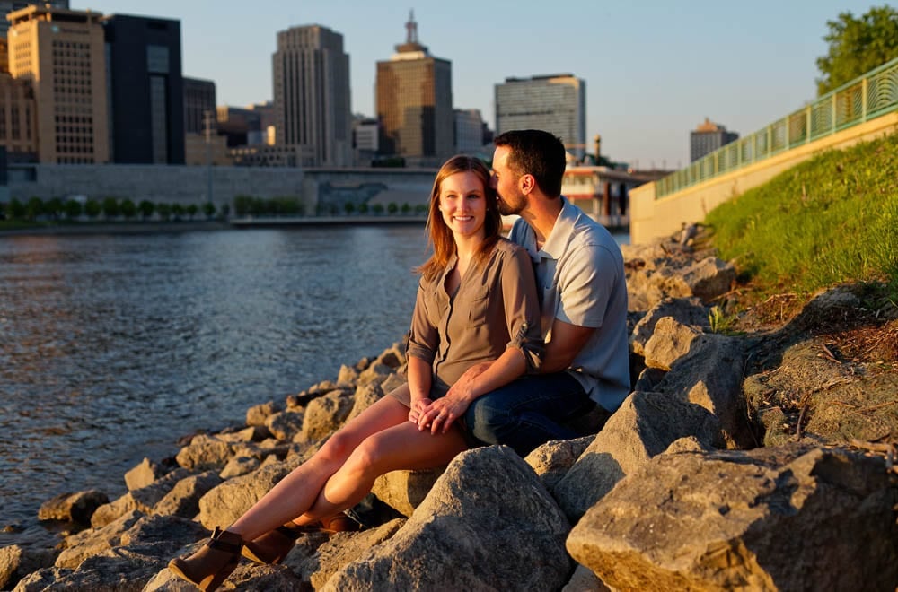 Mississippi shore during saint paul engagement photo