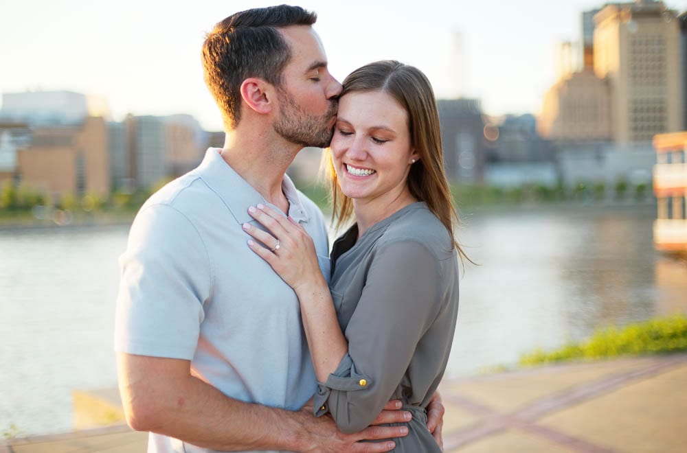 Sunset time minnesota engagement Sunset time kiss