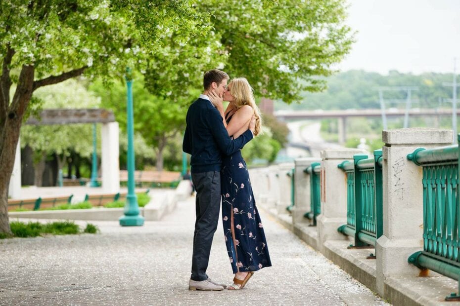 engagement photo at kellogg mall park st paul mn