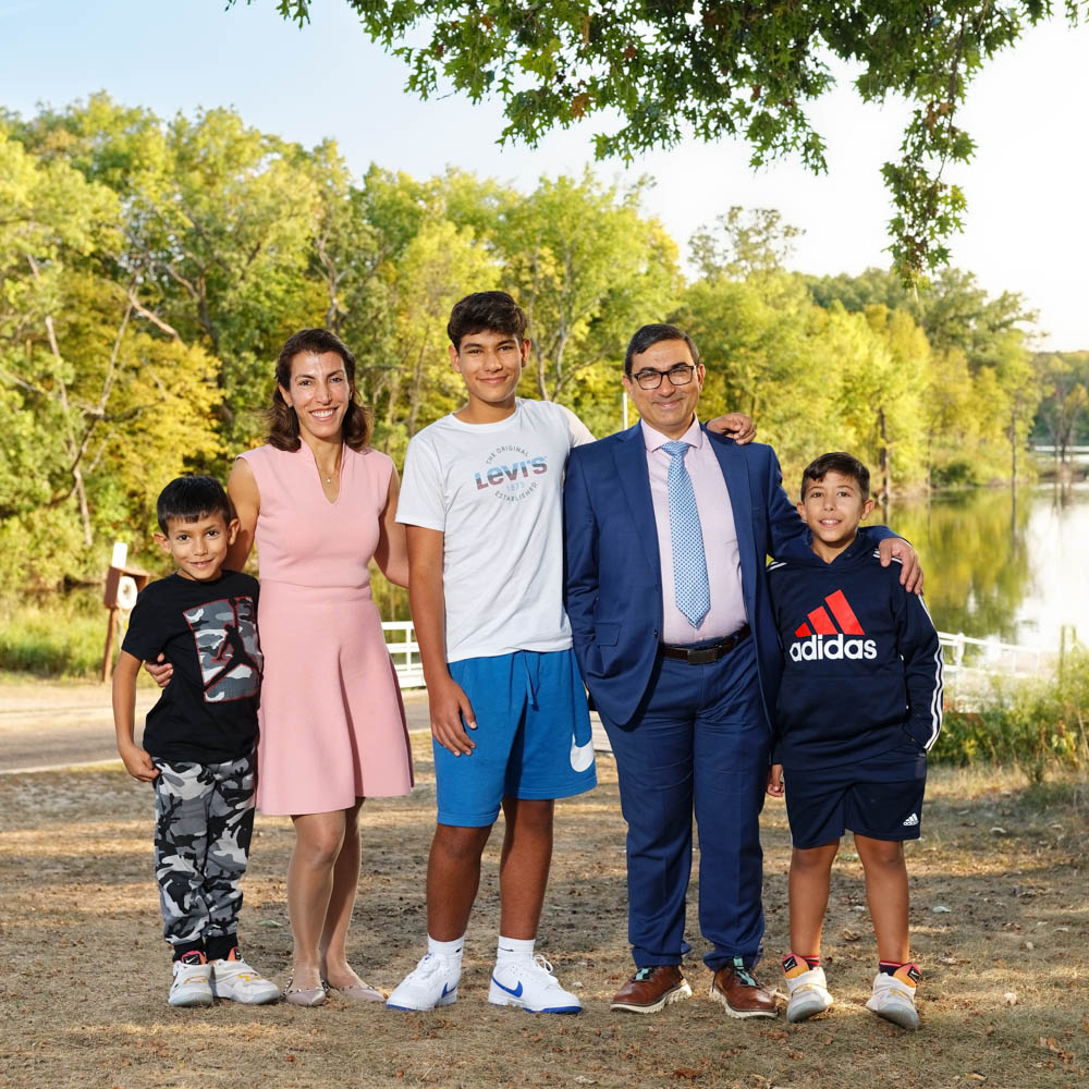 family dresed with logo