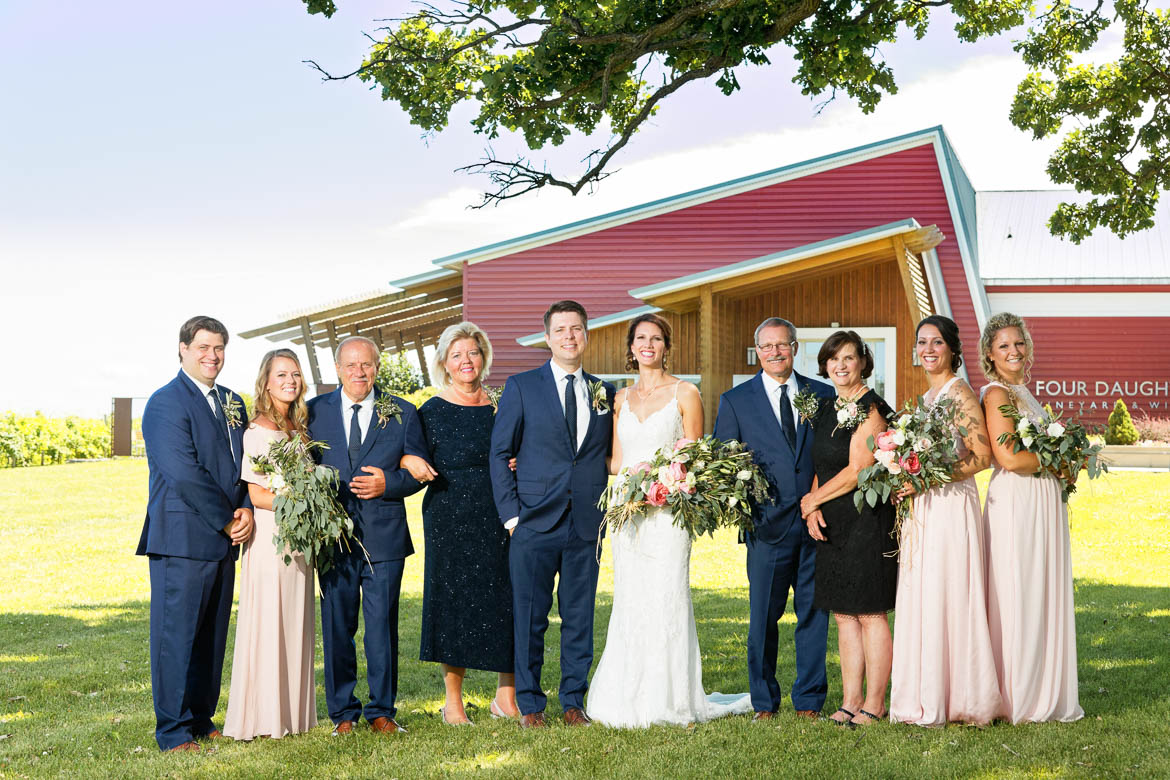 family photos on wedding day
