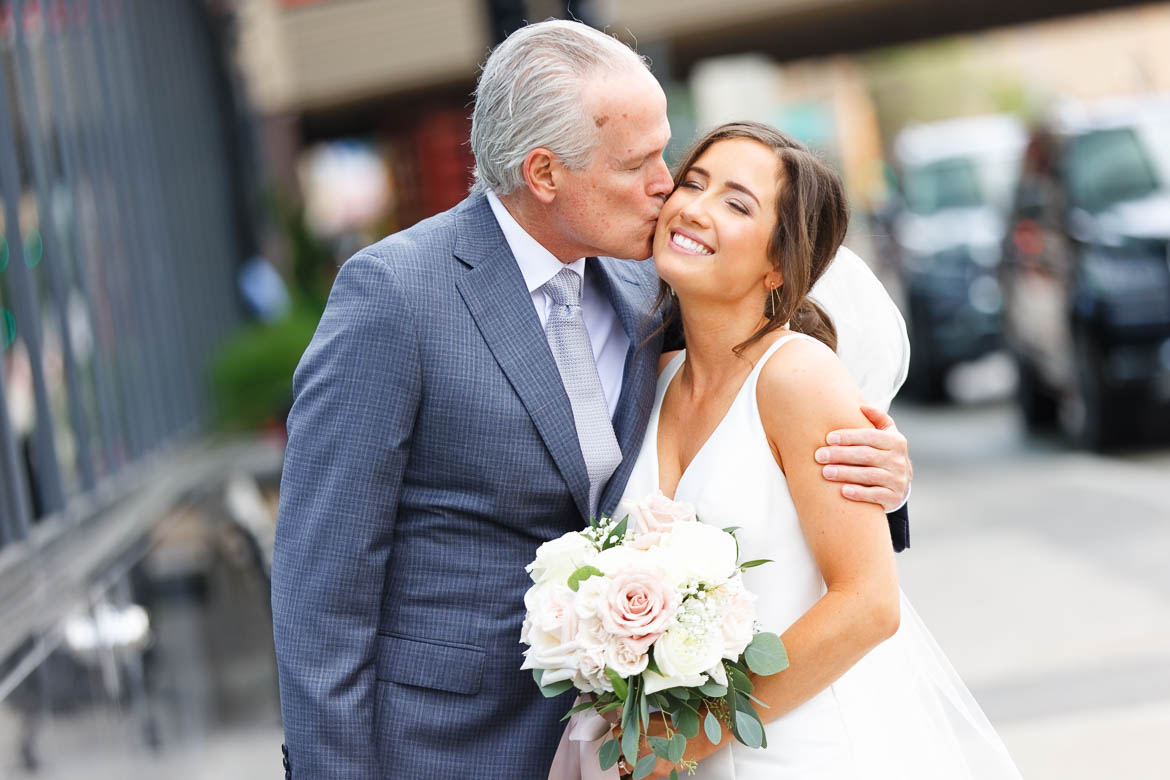 frist look between bride and her father on a wedding day