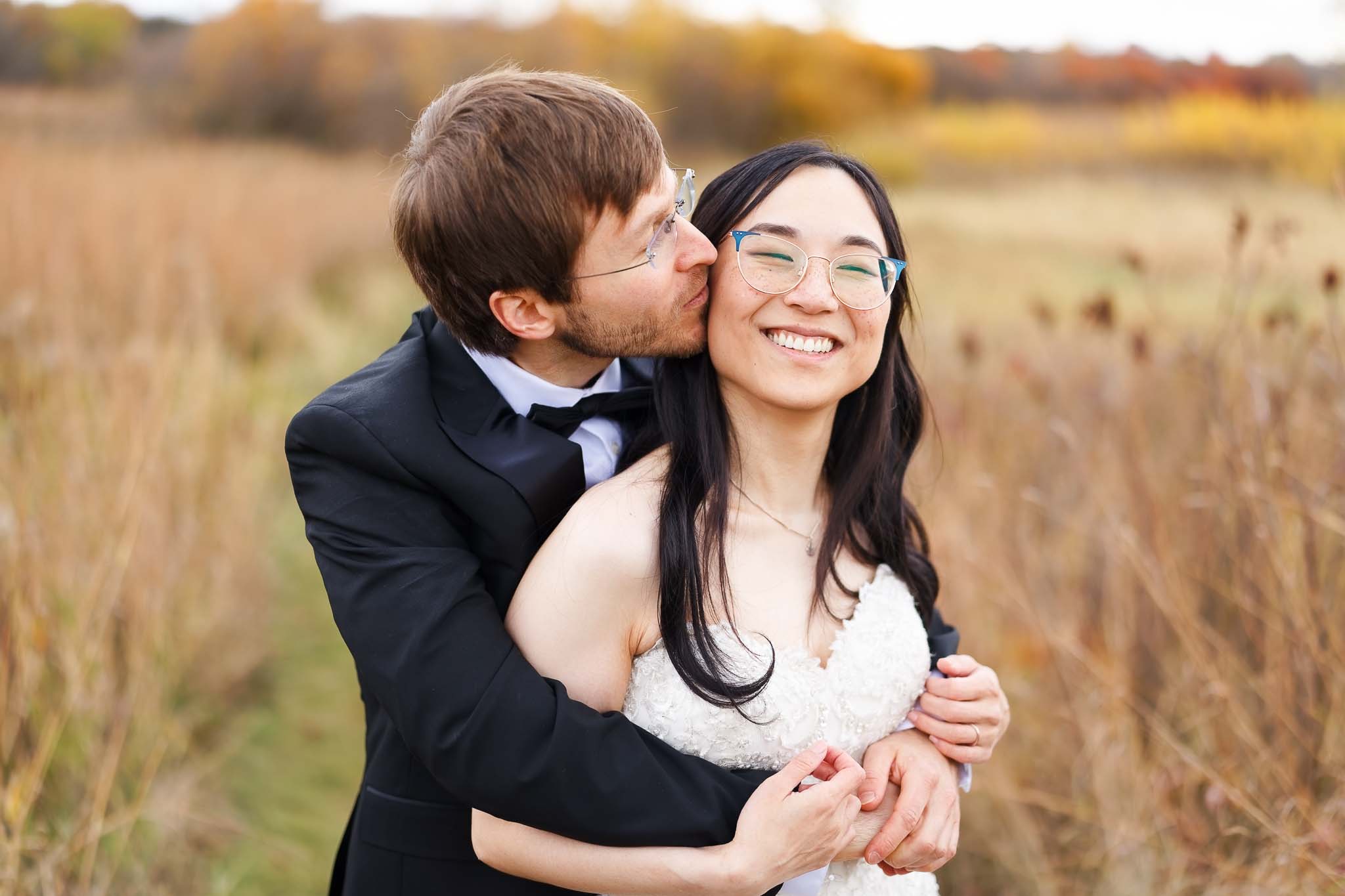 original image bride and groom fall season