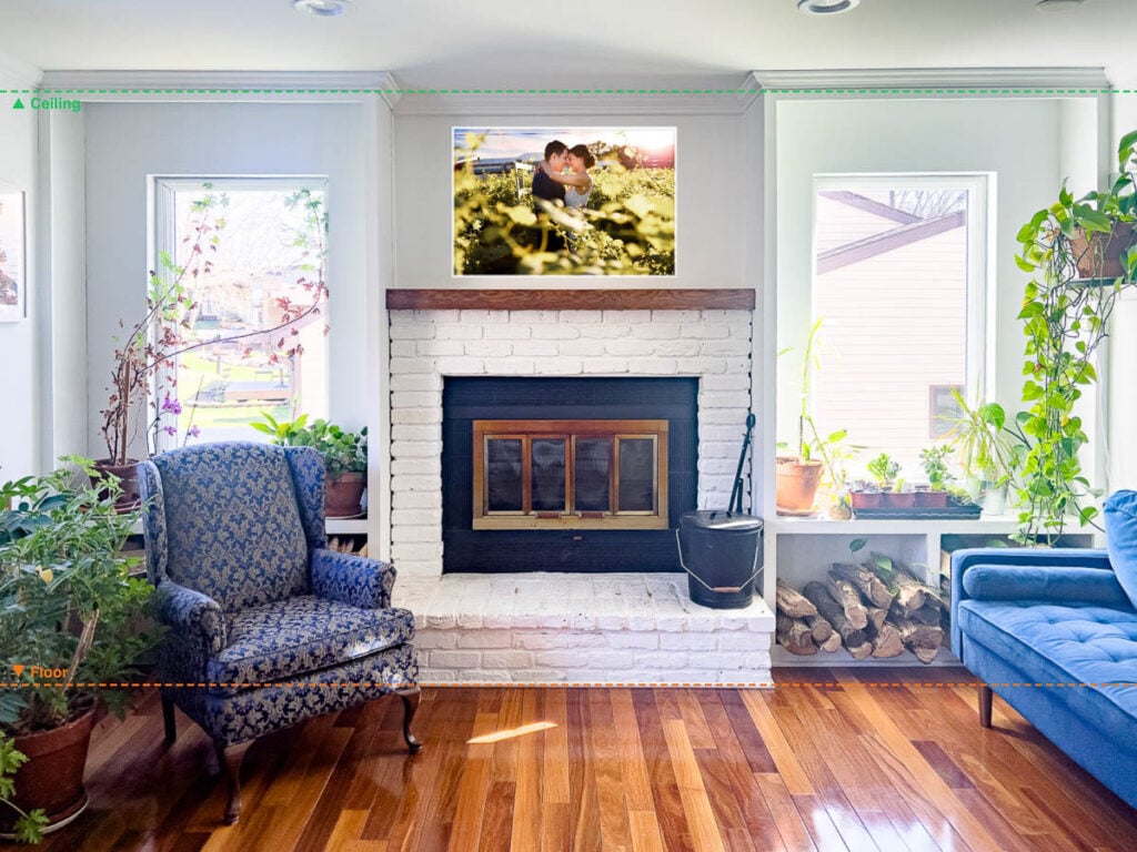 previsualization of print on wall in client living room.