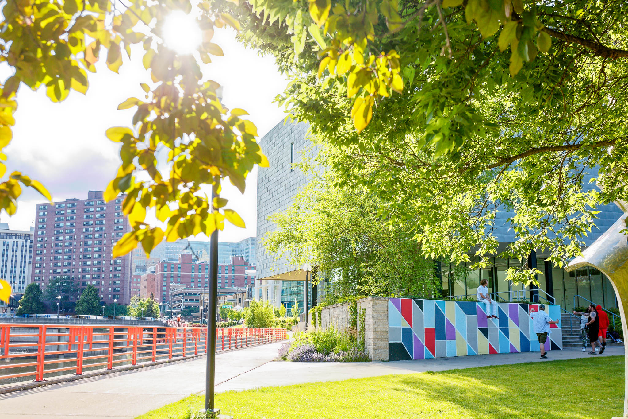 Back of the Rochester art center and view on the Zumbo River