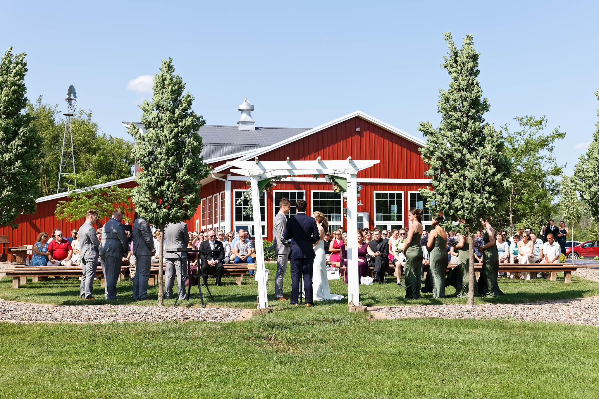 oudoor ceremony at Bearwood Event Barn Byron MN