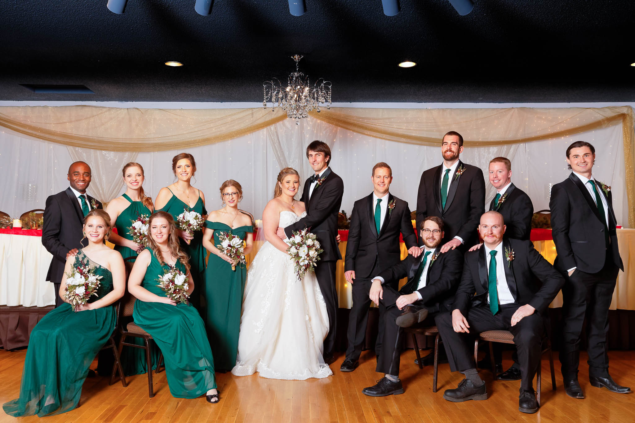 wedding party group photos at Blue Moon Ballroom