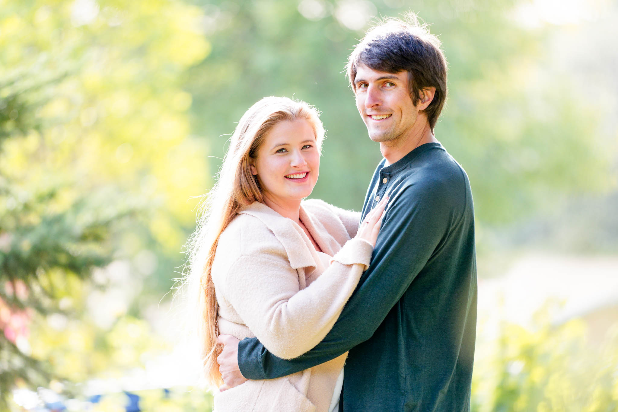 couple fall session warm nice pink coat