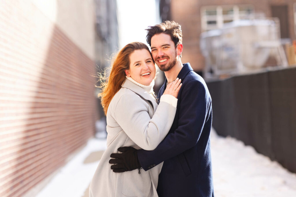couple photos with red brick alley rochester mn downtown