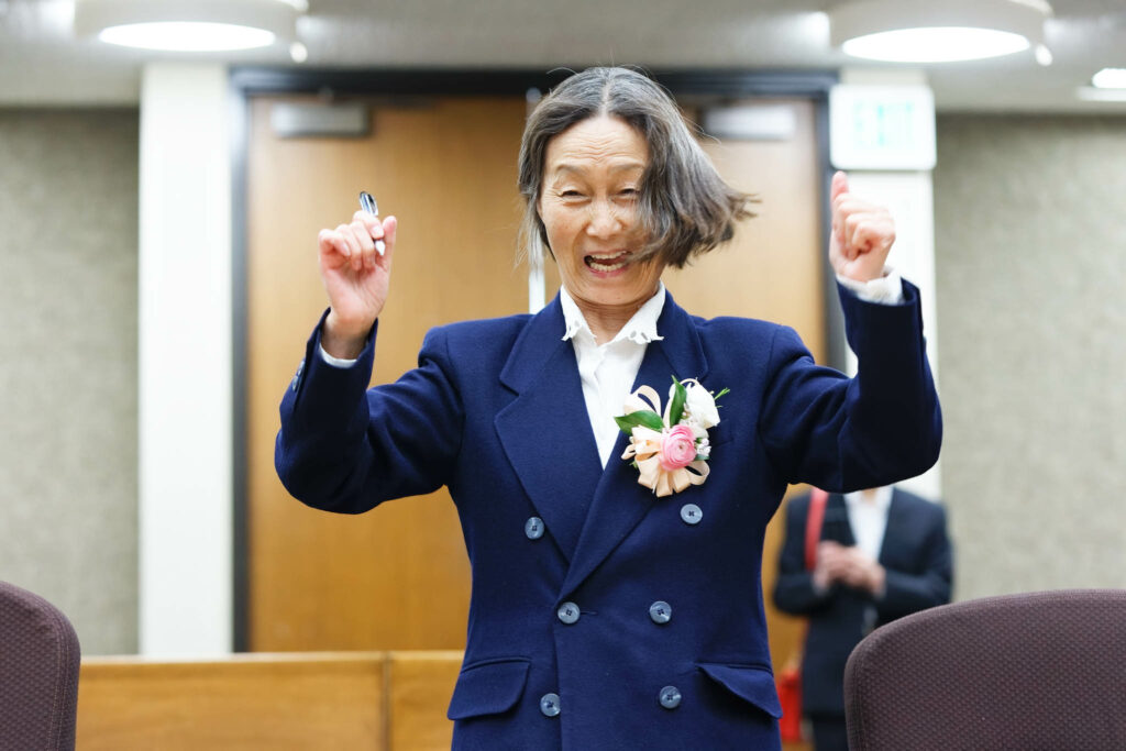 Vivid reaction of family members during civil marriage ceremony
