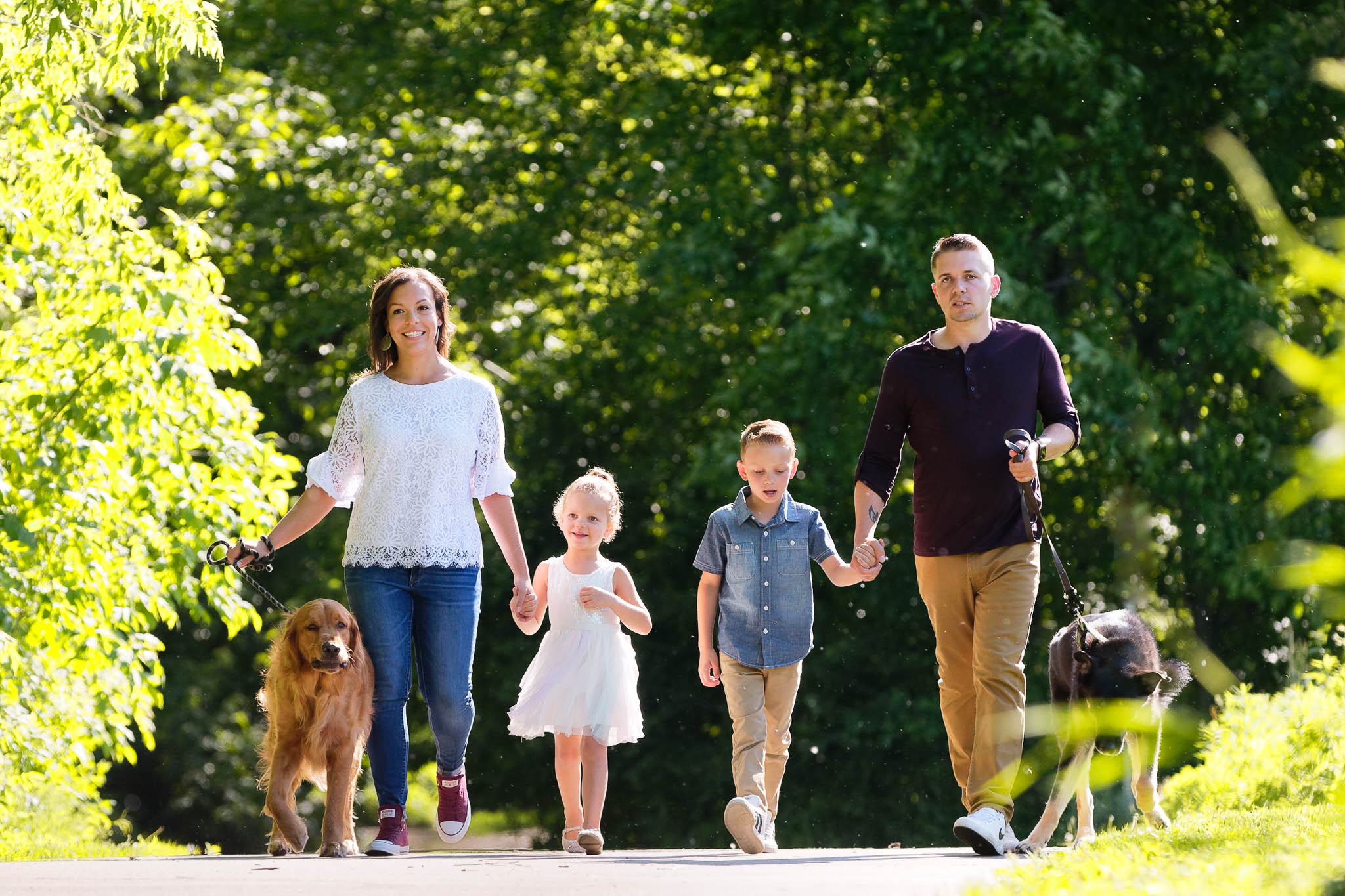 family photo with dogs