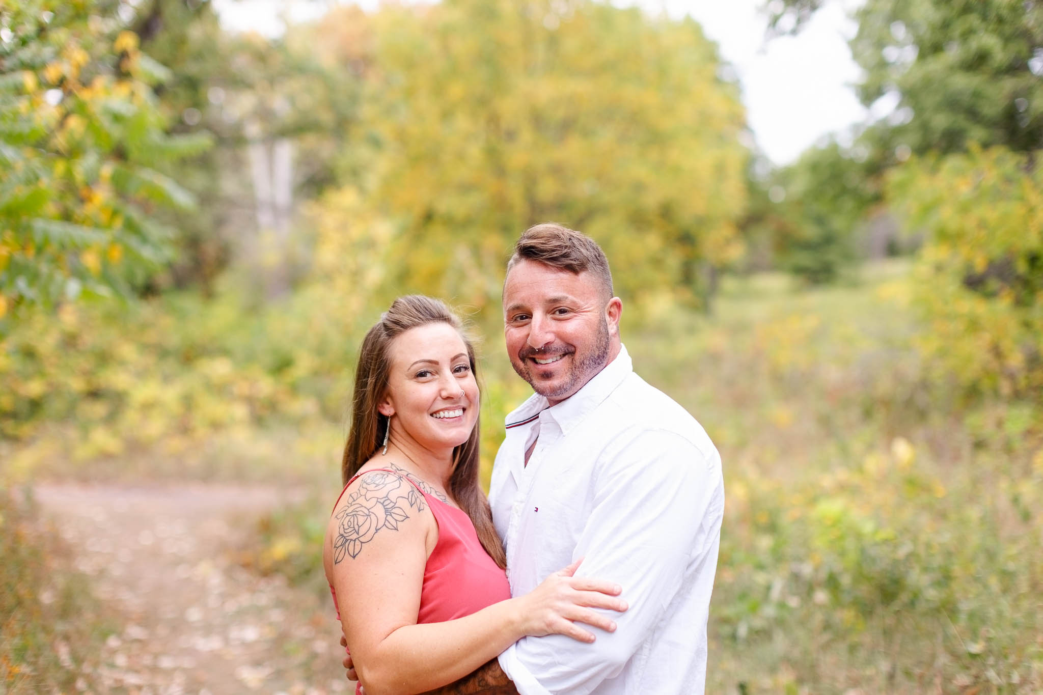 Happy couple fall colros