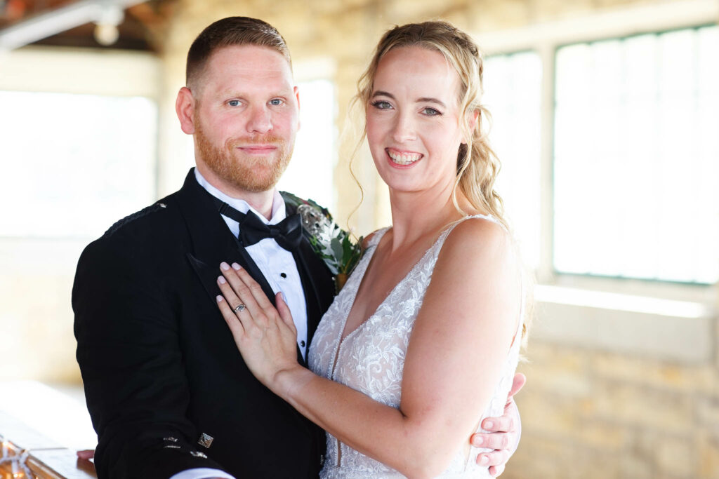 Bride and groom, photo at floral Hall Rochester MN
