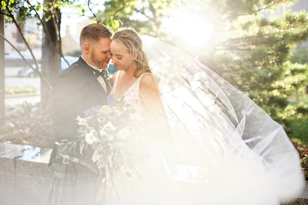 Bride and groom photo session downtown Rochester Plummer building-2