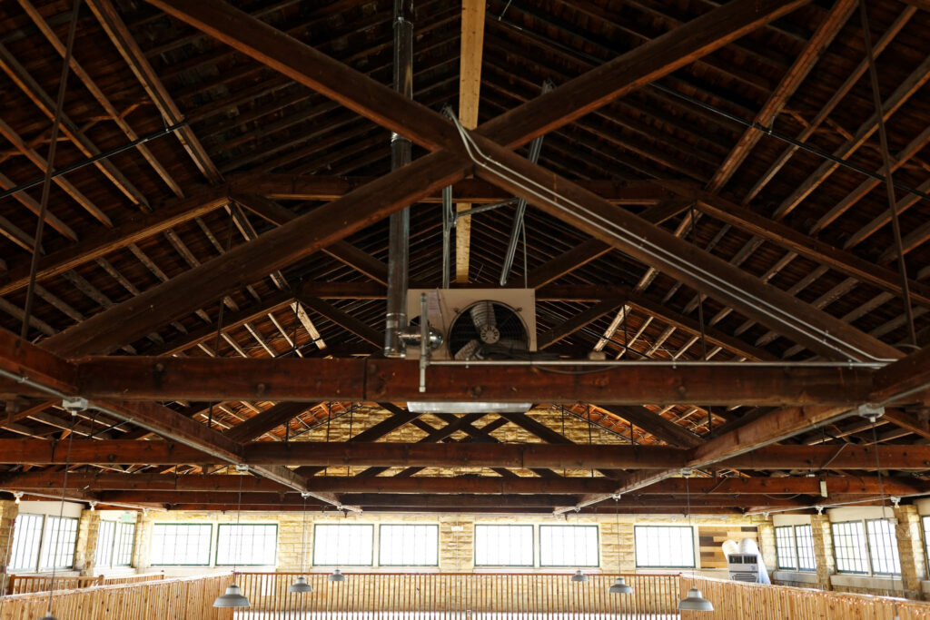 Second floor of the Floral Hall view on the balcony mezzanine windows and ceiling