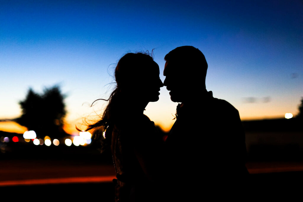 Silhouette picture of the married couple at Graham Park