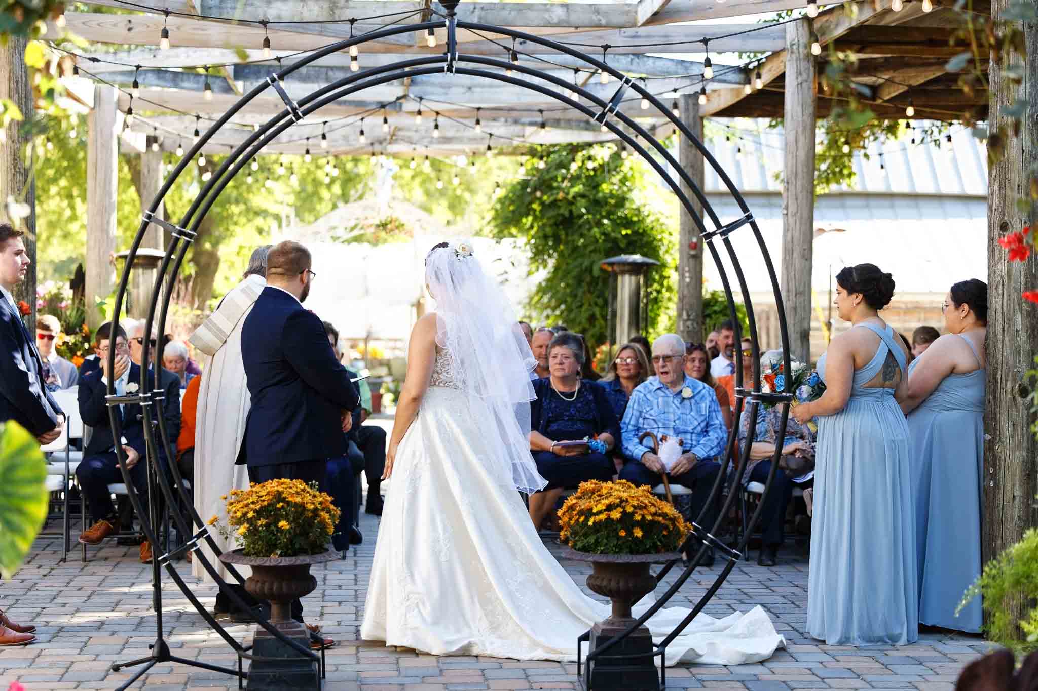 ceremony under pergola patio
