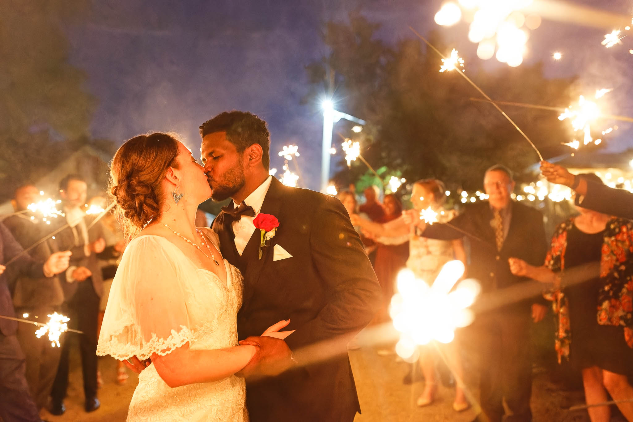 grand exit with sparklers