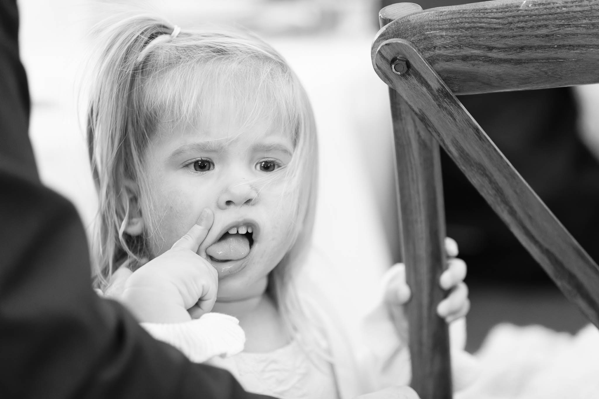 candid shot kids black and white on wedding