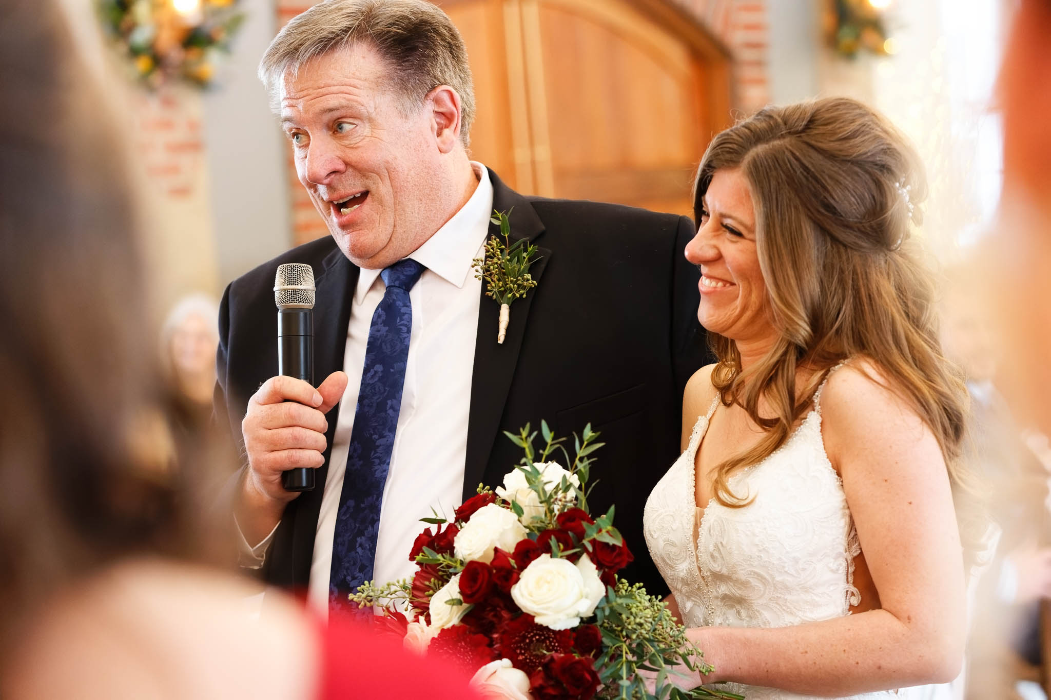 Emotional father, giving away his daughter