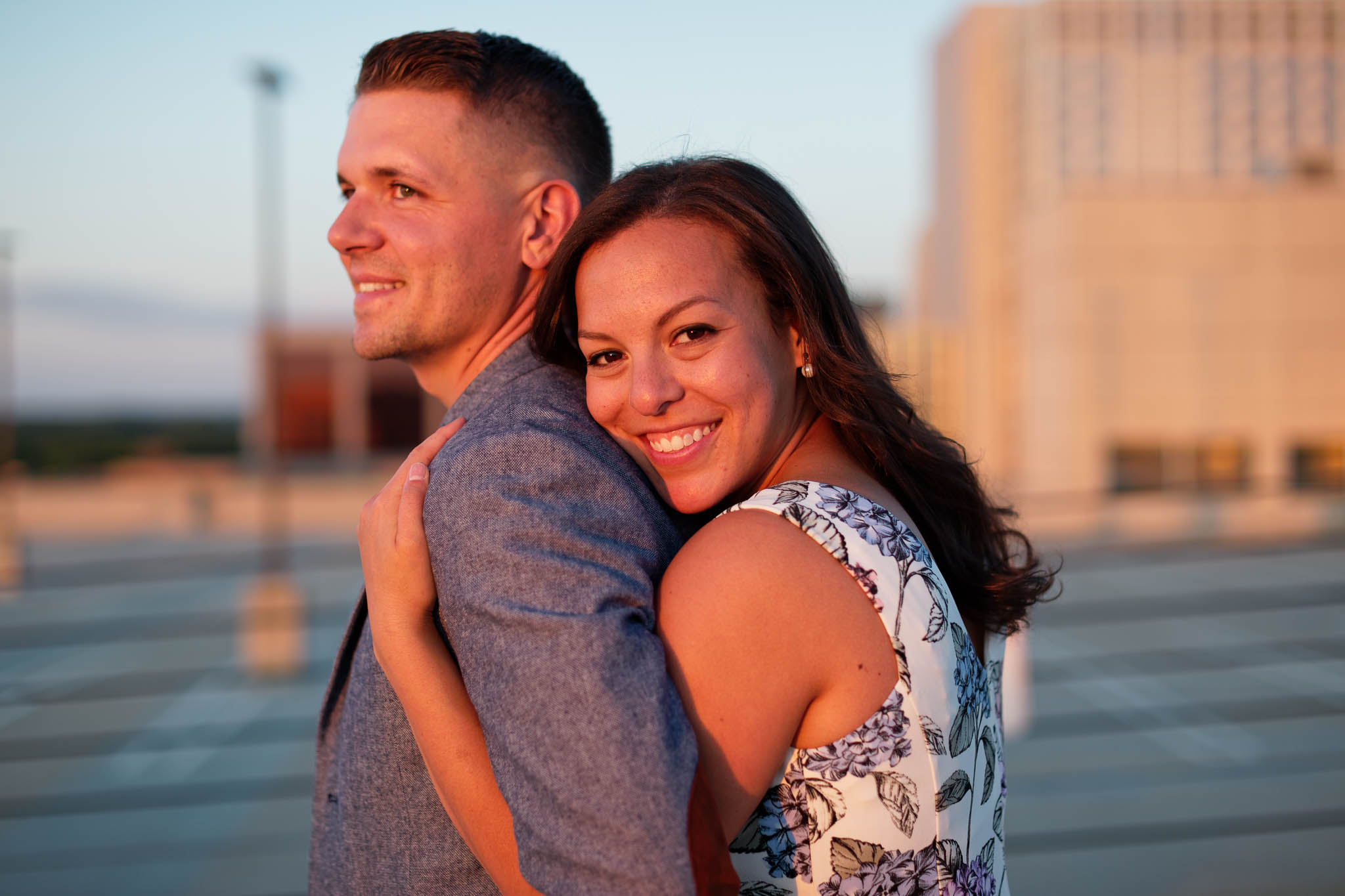 golden hour light on rooftop