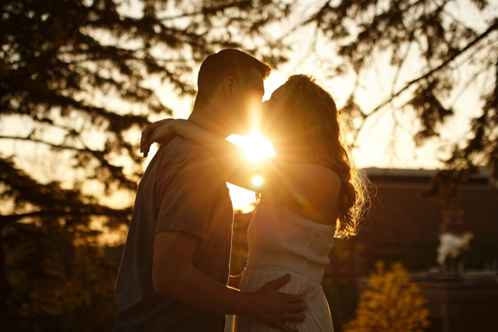 Artistic sunset photography behind Saint Mary's Mayo Clinic Rochester