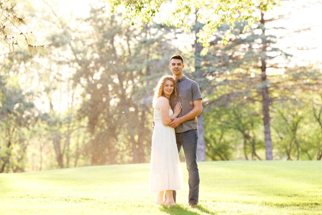 Bare foot bride running Engagement photography session at St. Mary's Park Rochester MN-2