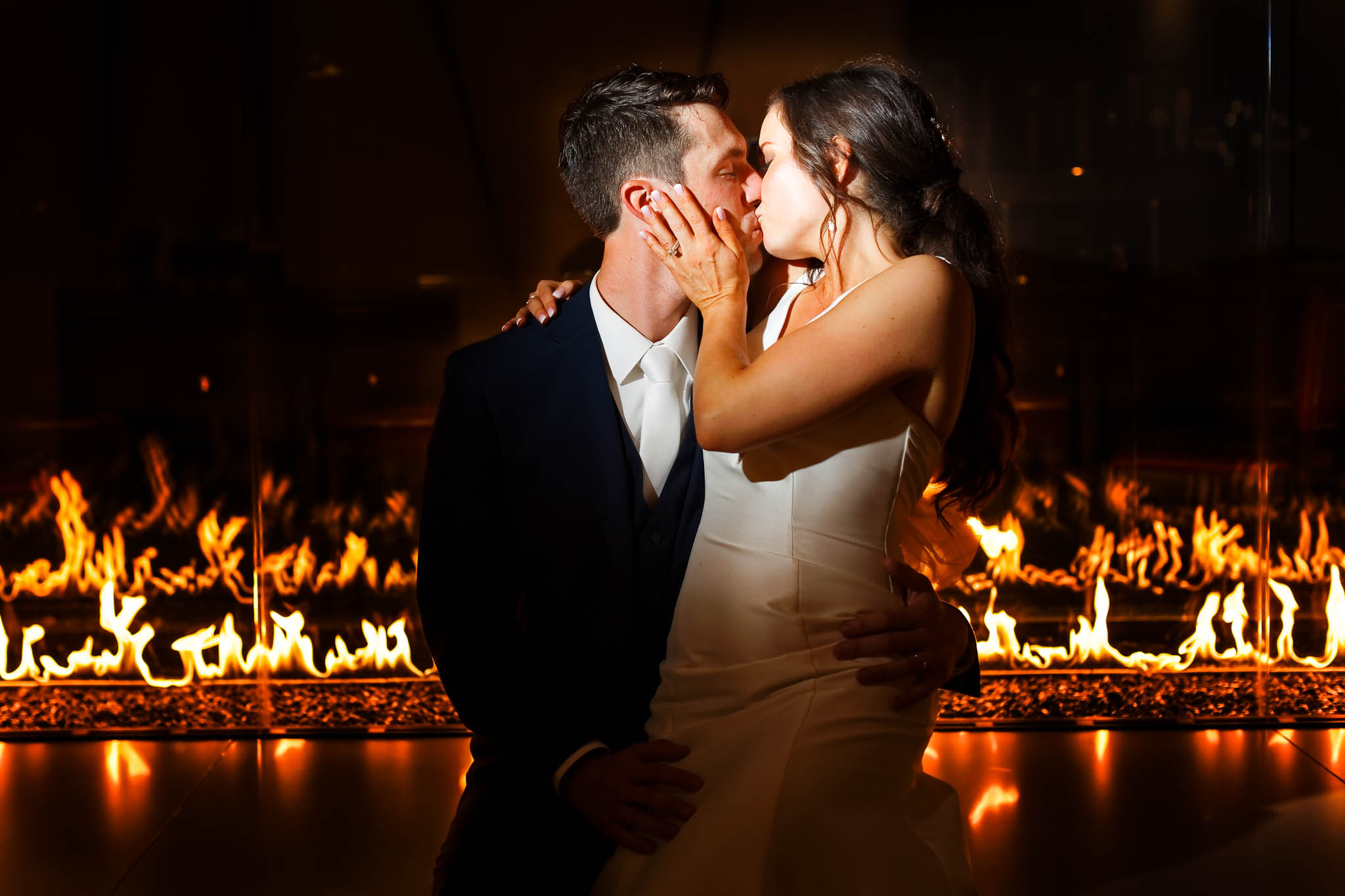 creative image at hitlon hotel lobby with gaz fire chemney