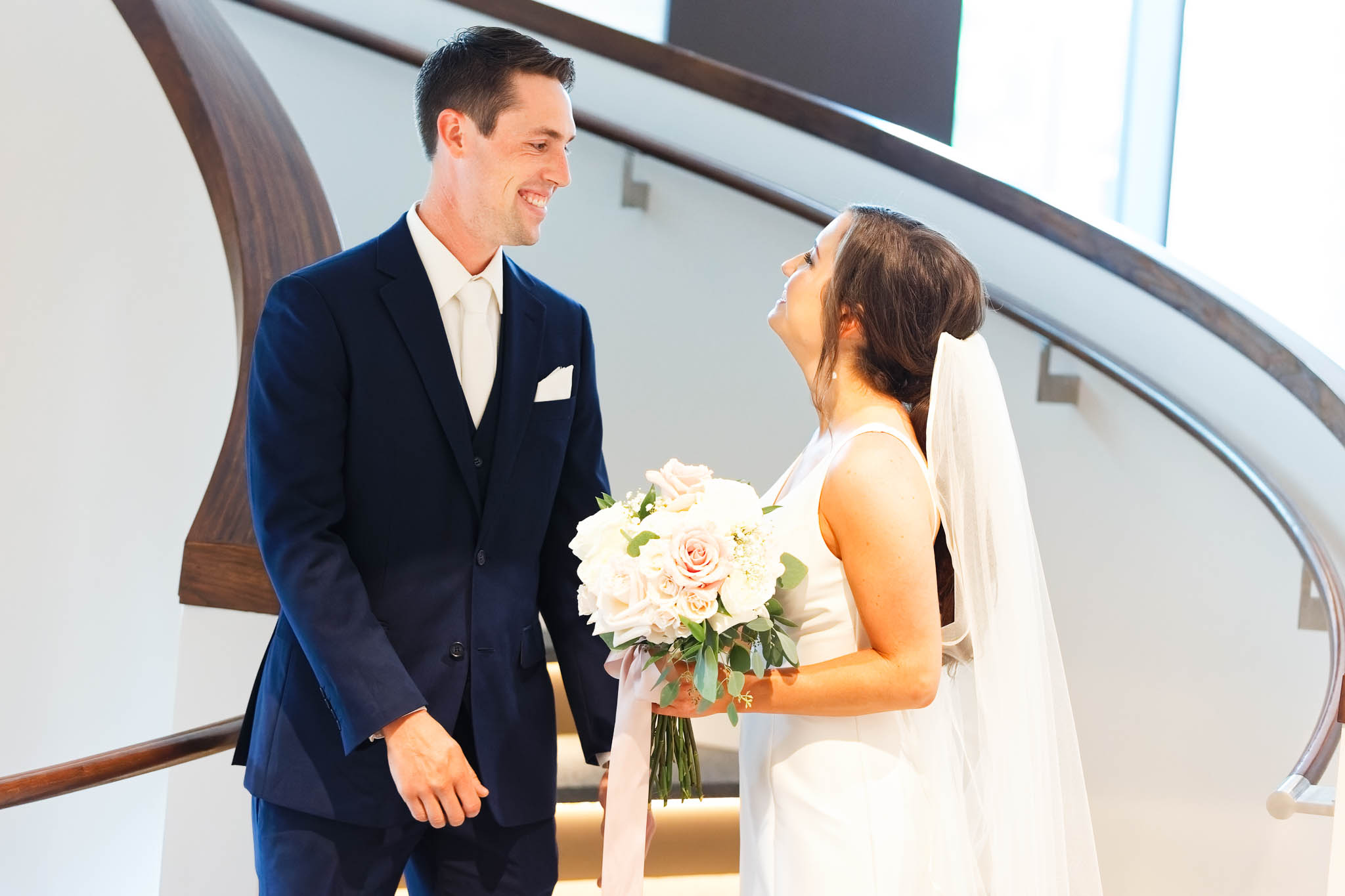 first look bride and groom at rochester hilton hotel mn-2