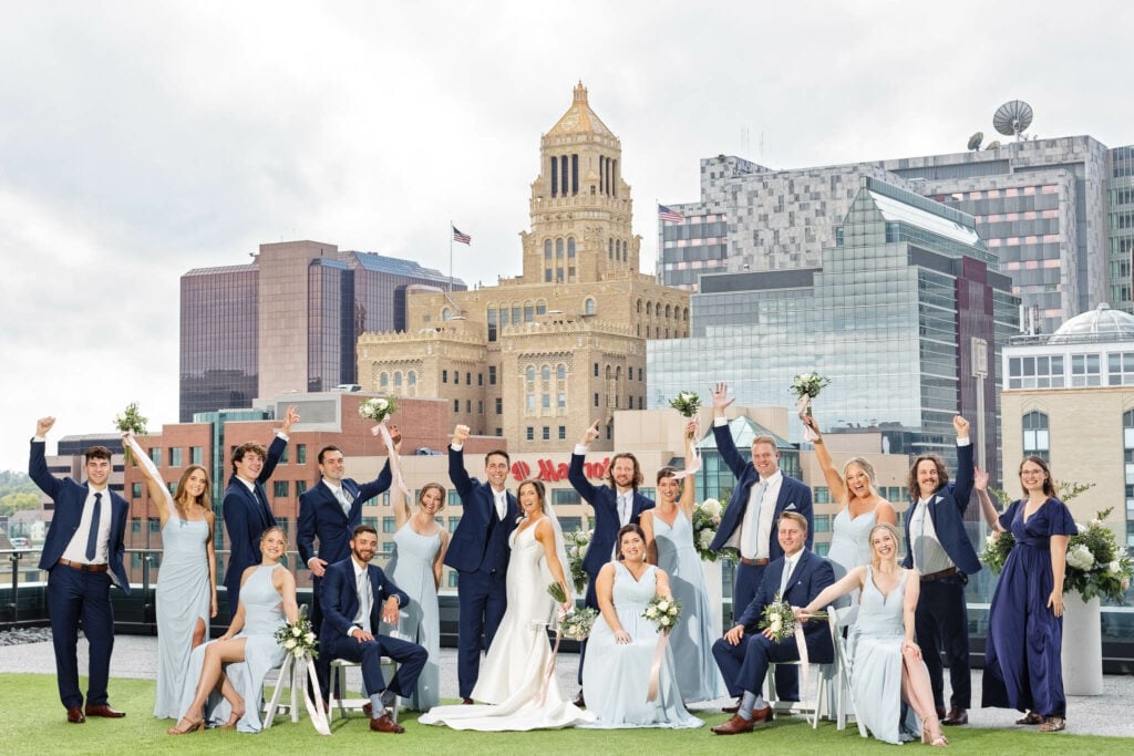 wedding party on the Mother Alfred Moes' Outdoor Terrace