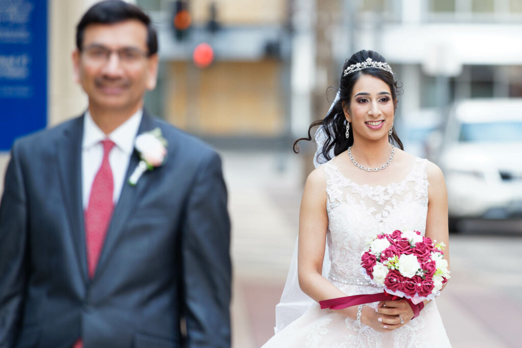 First look of the bride with her father