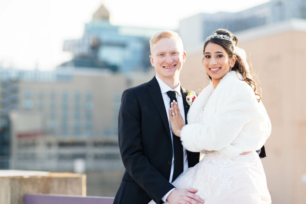 Newly married couple Paul with a few on Rochester downtown