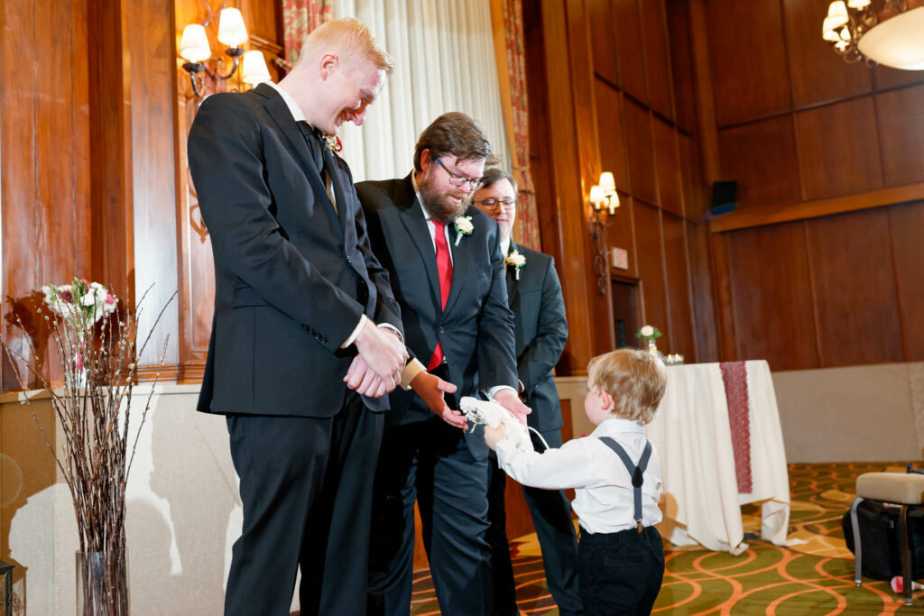 Wedding ceremony at the Elizabethan Grand ballroom Kahler Grand Hotel Rochester MN-3