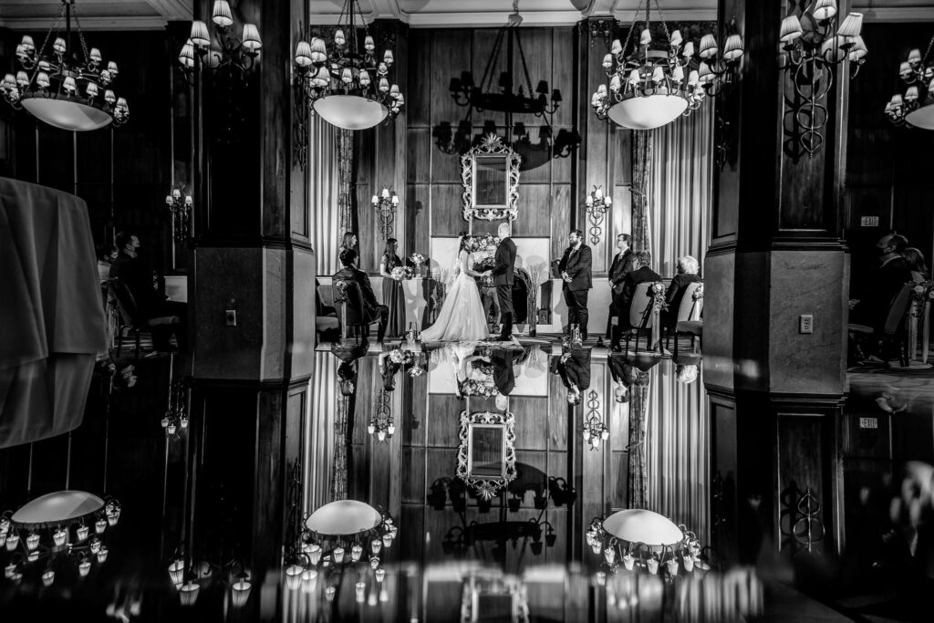 Wedding ceremony at the Elizabethan Grand ballroom Kahler Grand Hotel Rochester MN-4