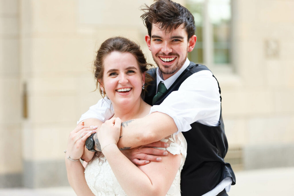 Bride and groom portrait during sunset picture-3