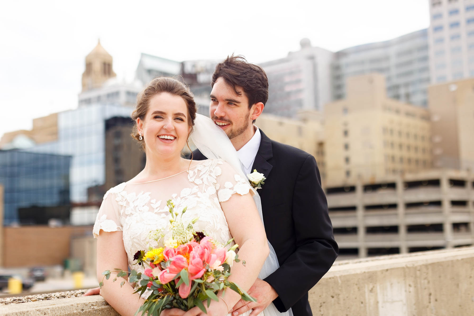 Bride and groom portrait with the Khaler grand Hotel in the background