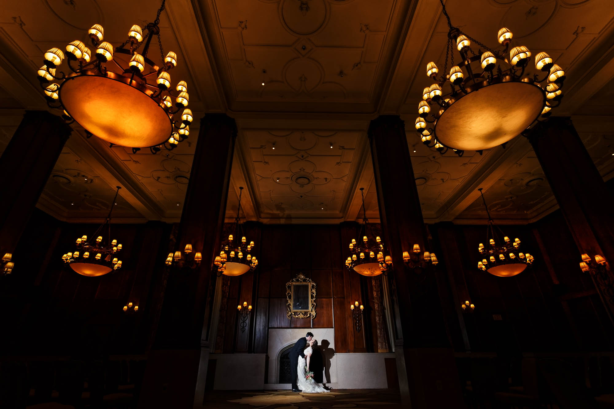 Create a TV image with dramatic lightning in the Elizabetan ballroom Kalher Hotel_