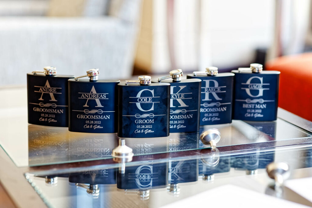 Whiskey flask for the groomsmen