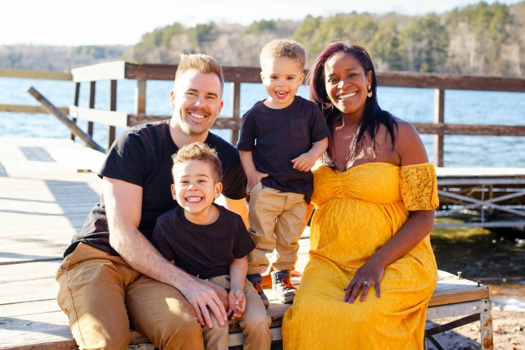 family maternity session with yellow dress_