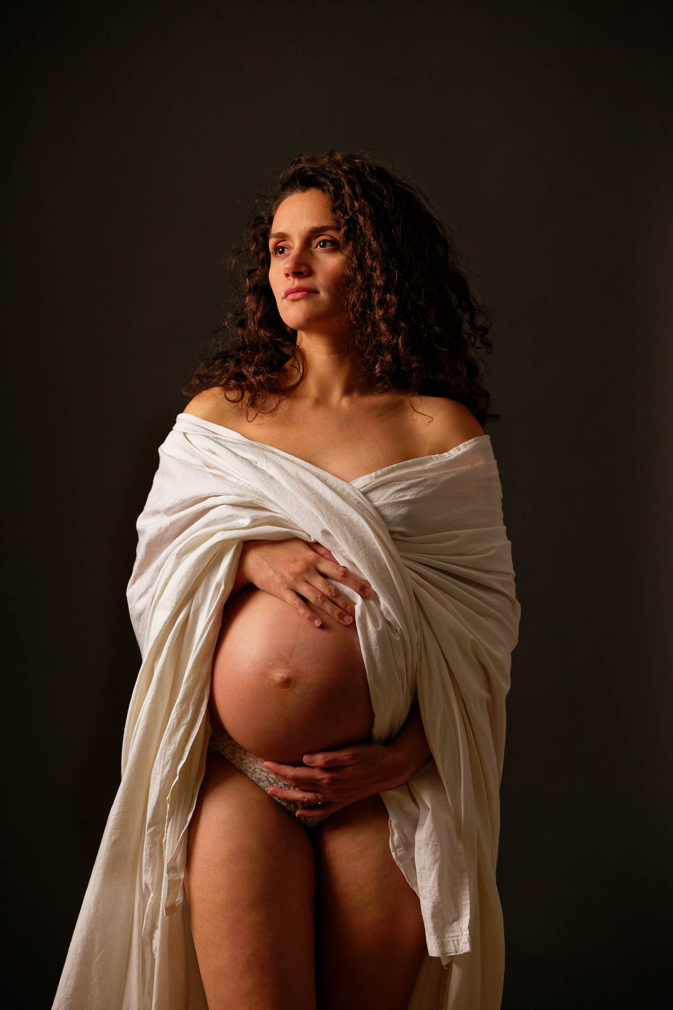 Studio Maternity photo session black background-3