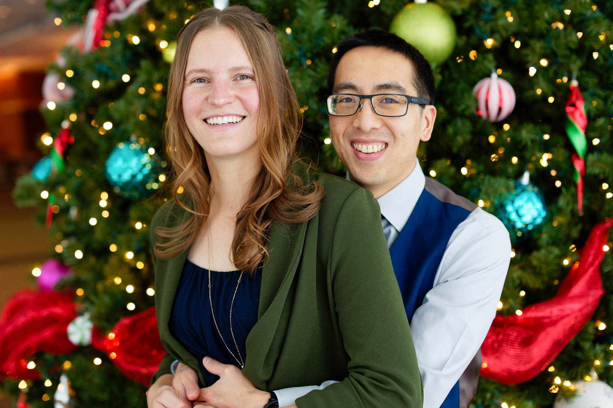 Christmas indoor Engagement photos at mayo civic center rochester mn